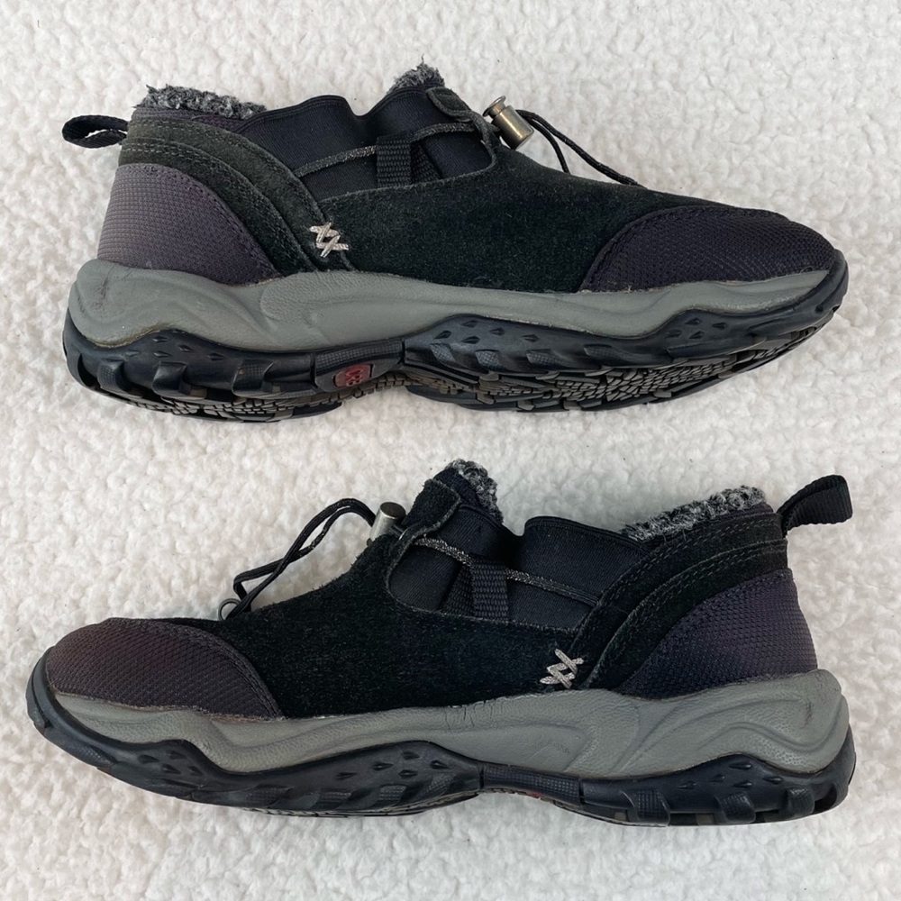 CRB • Black Leather Faux Fur Lined Slip-On Outdoor Athletic Shoes, 5.5